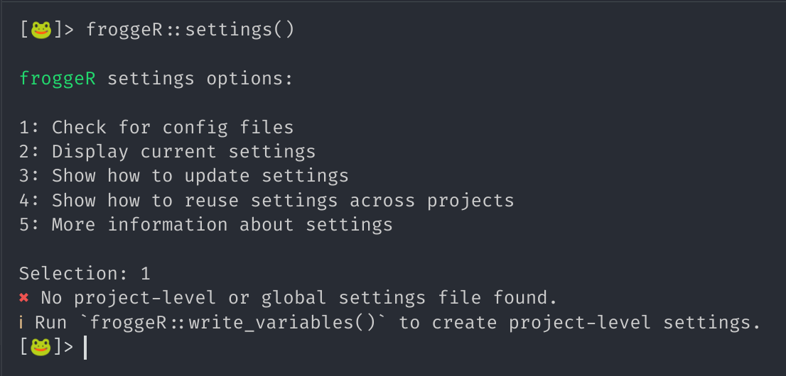 froggeR settings menu