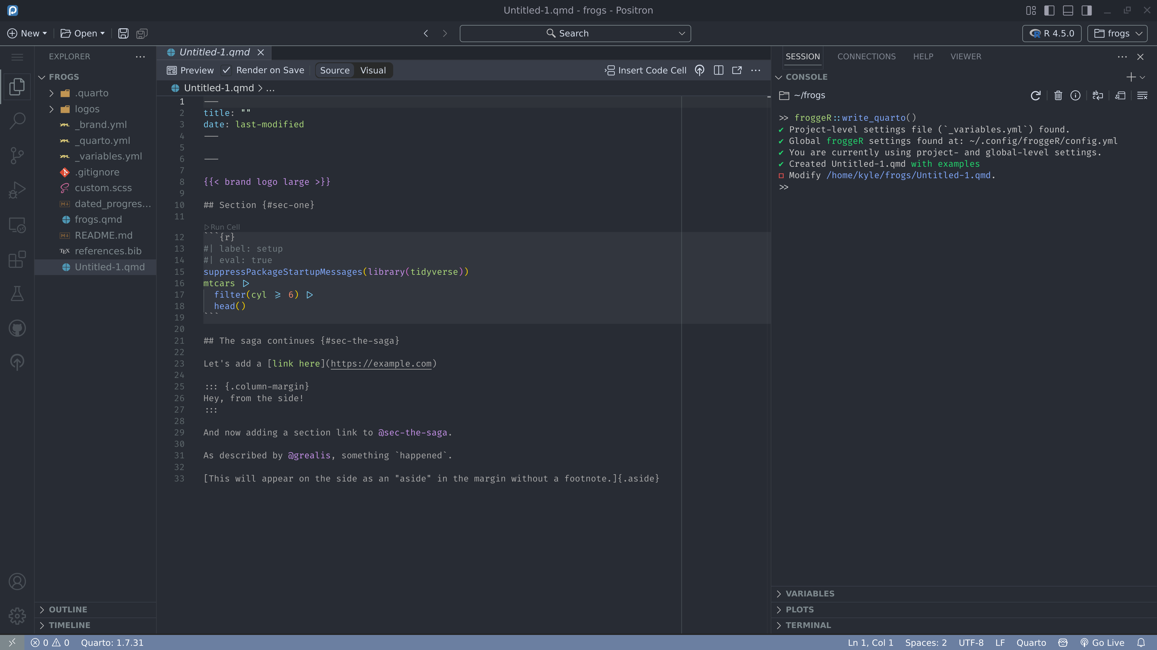 Quarto template with examples